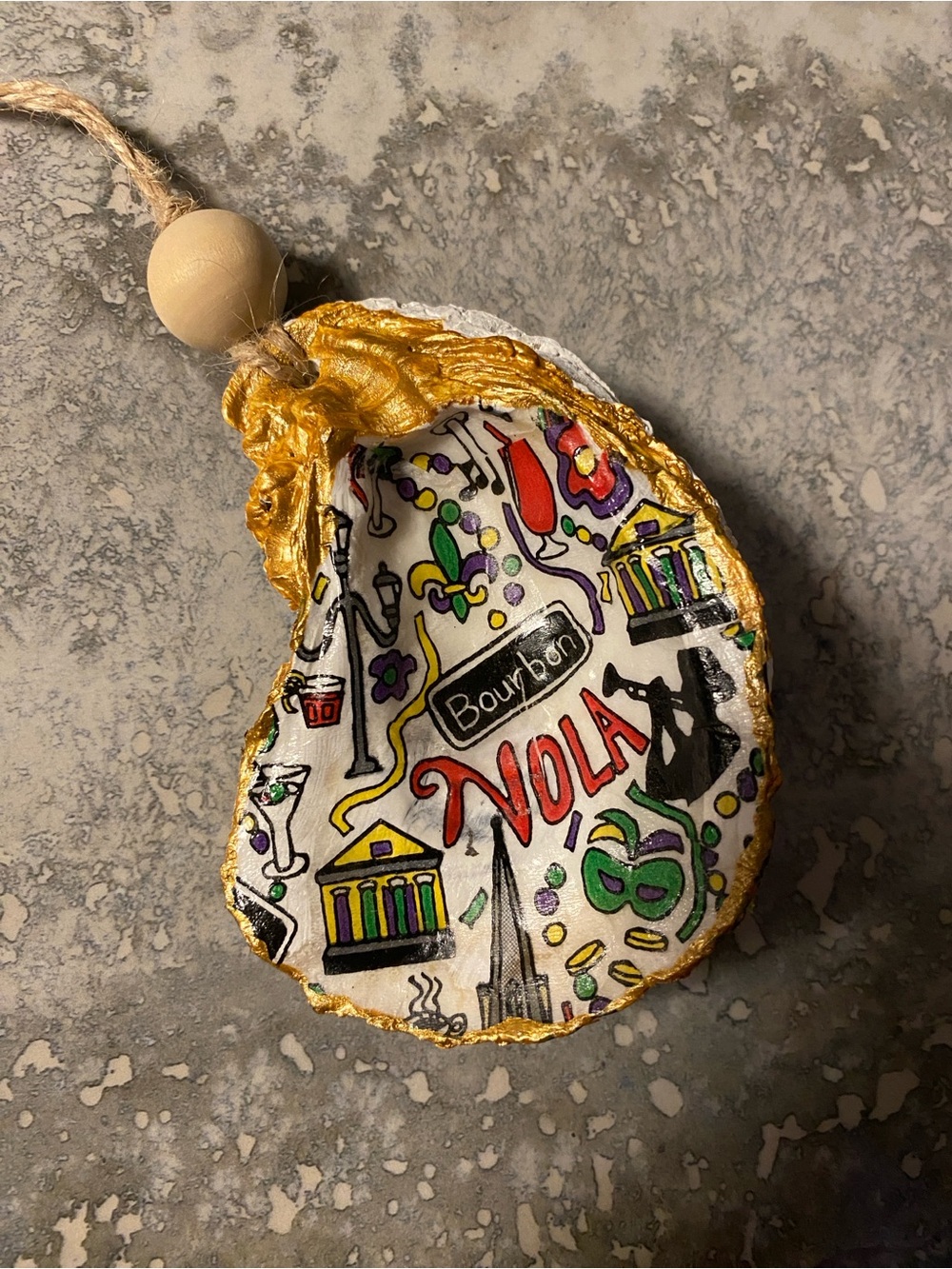New Orleans Bourbon Street oyster shell ornament